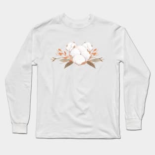 Cotton Bouquet Floral Design Long Sleeve T-Shirt